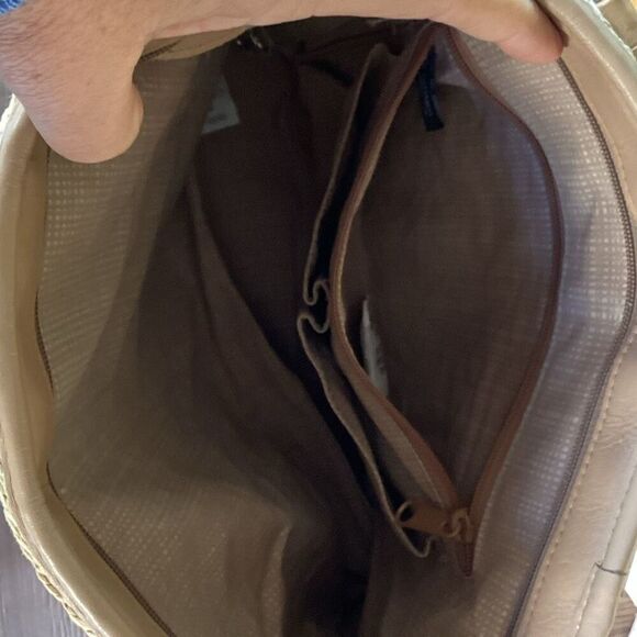 Brighton Eva Straw Tote Purse Leather Handles Shoulder Bag Sand-Pearl - Picture 7 of 9